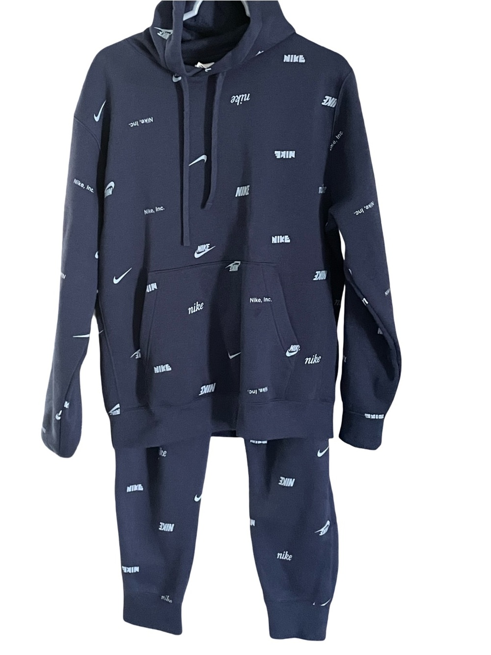 Nike Sportswear Fleece Navy Hoodie & Pants Set Size Medium